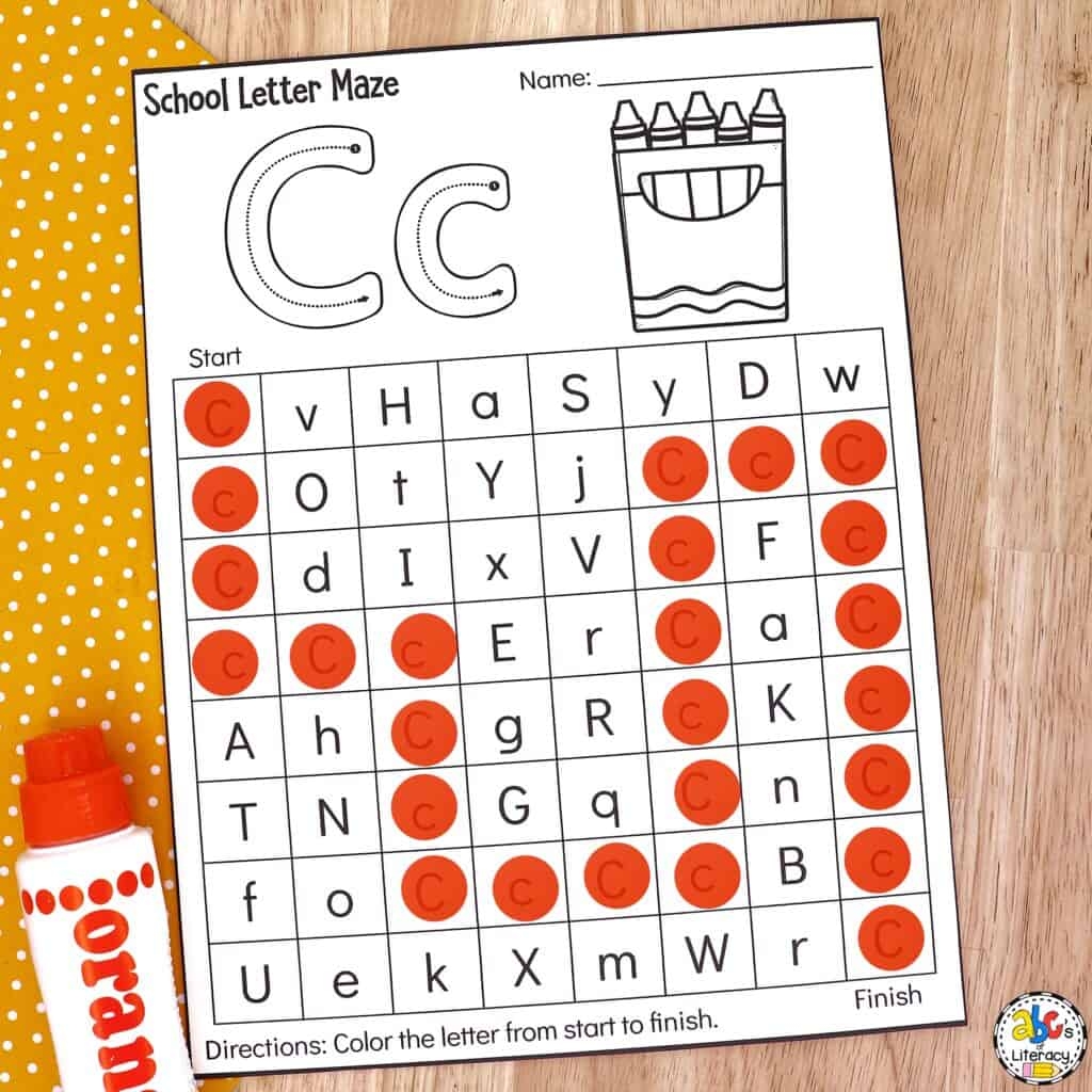 Back To School Maze Worksheet