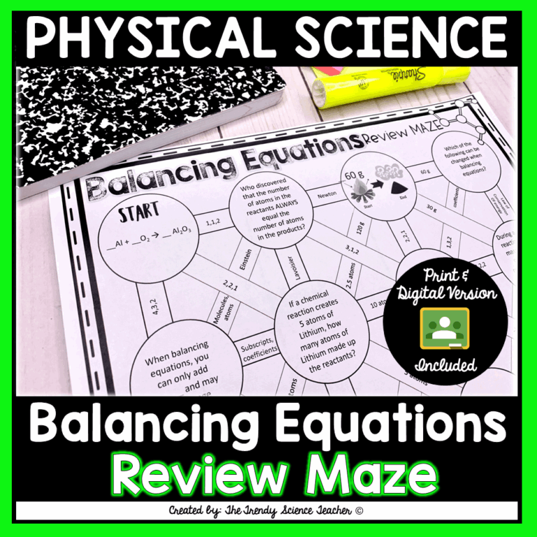 Balancing Chemical Equations Maze Worksheet The Trendy Science Teacher