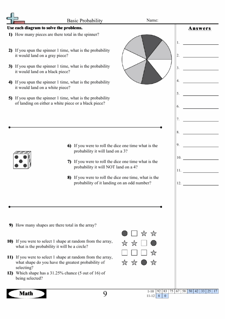 Basic Probability Worksheet With Answer Key Download Printable PDF Templateroller