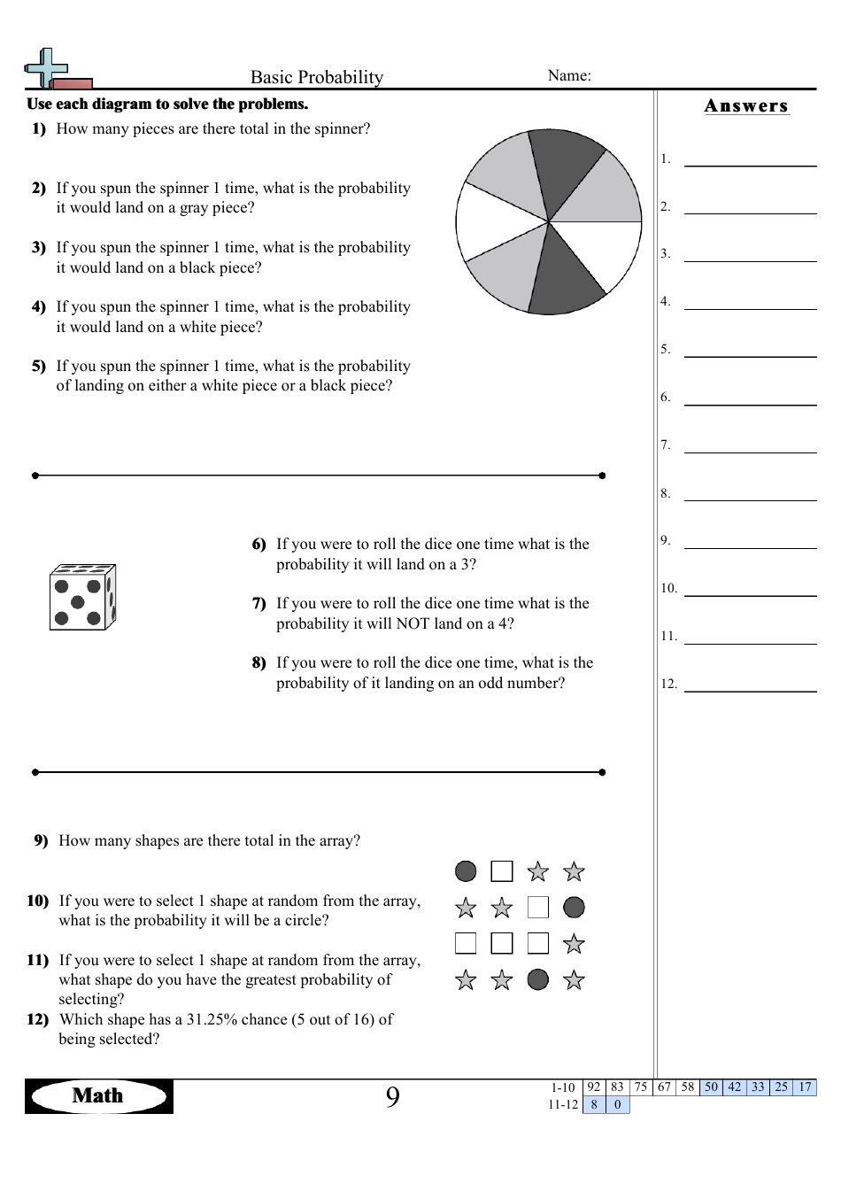 Basic Probability Worksheet With Answer Key Download Printable PDF Templateroller
