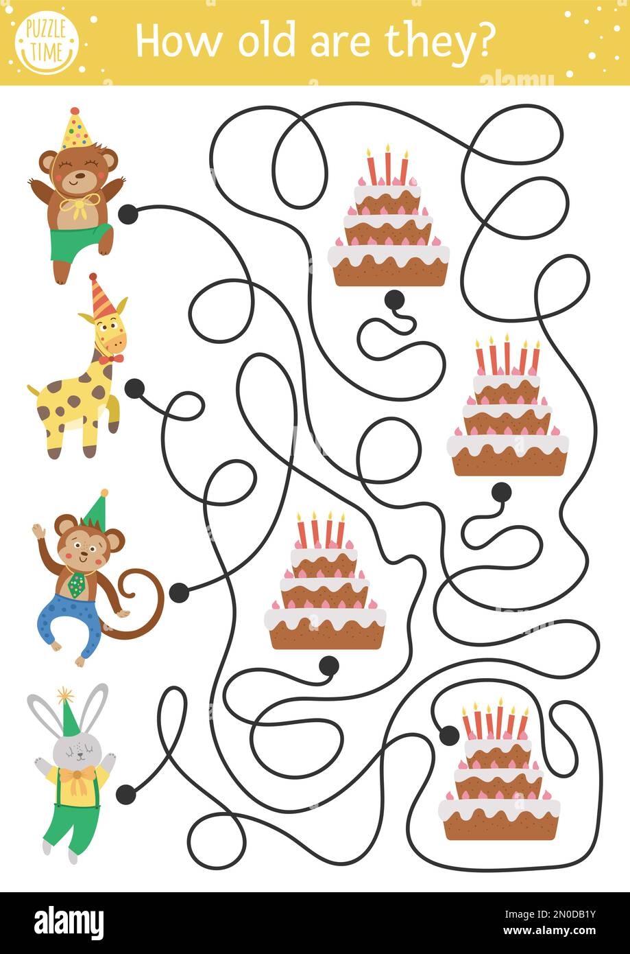 Birthday Maze For Children Holiday Preschool Printable 