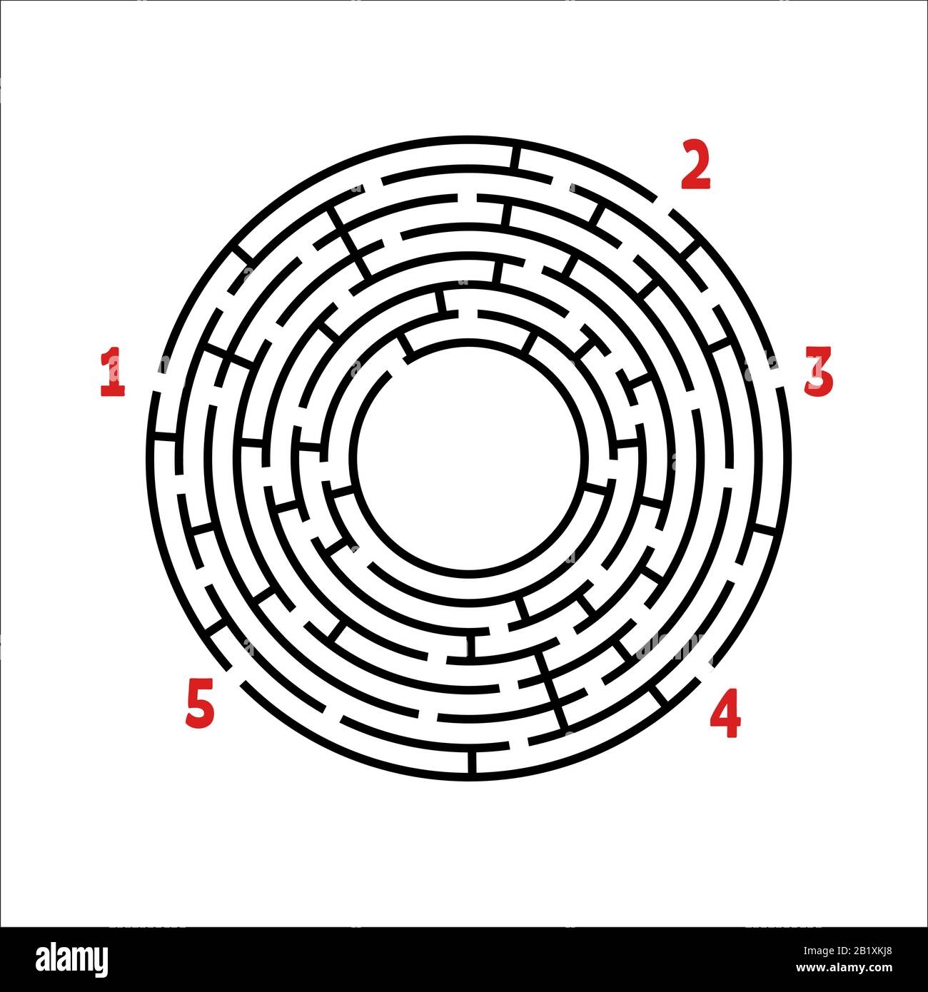 Black Round Maze Game For Kids Children s Puzzle Many Entrances One Exit Labyrinth Conundrum Simple Flat Vector Illustration Isolated On White B Stock Vector Image U0026 Art Alamy