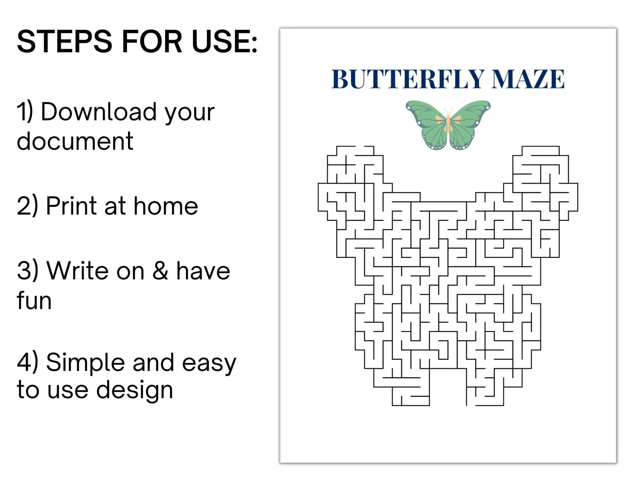 Butterfly Maze Printable Nature Maze Puzzle Earth Day Maze Etsy UK