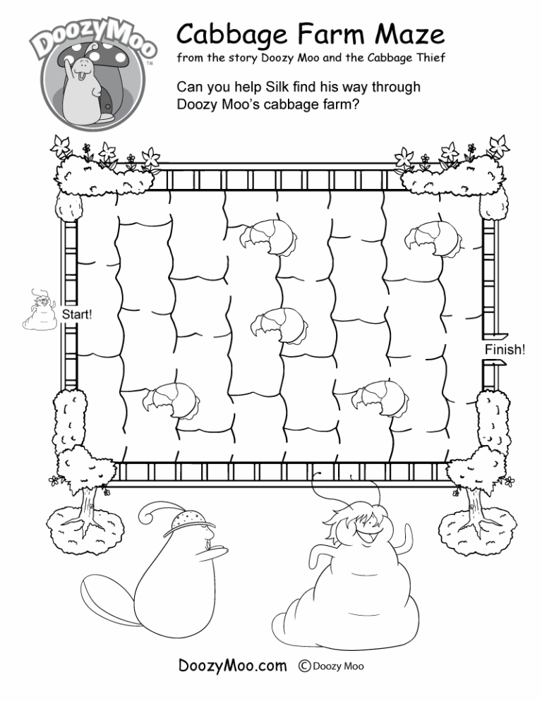 Cabbage Farm Maze Worksheet Free Printable