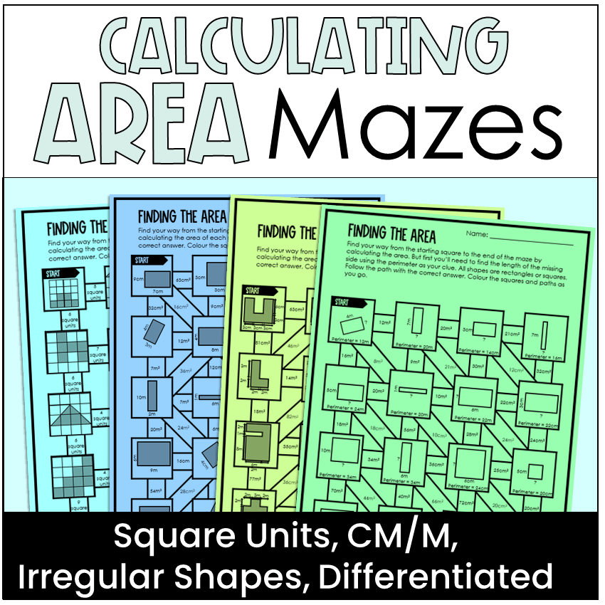 Area Mazes Worksheet