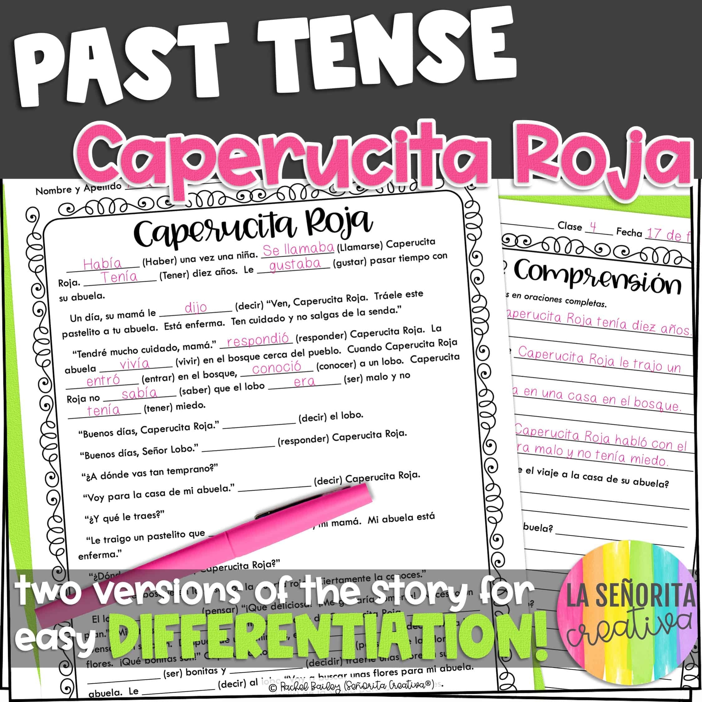 Caperucita Roja Preterite Vs Imperfect Story Worksheet Se orita Creativa