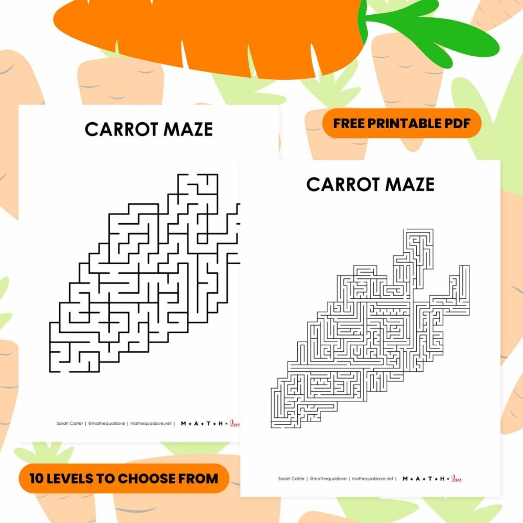 Carrot Maze Printable For Spring Or Easter Math U003d Love