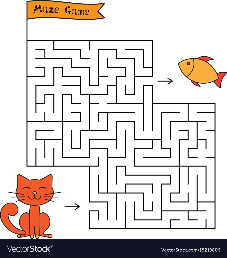 Cartoon Cat Maze Game Royalty Free Vector Image