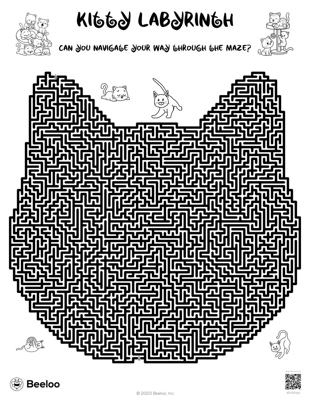 Cat themed Mazes Beeloo Printable Crafts And Activities For Kids