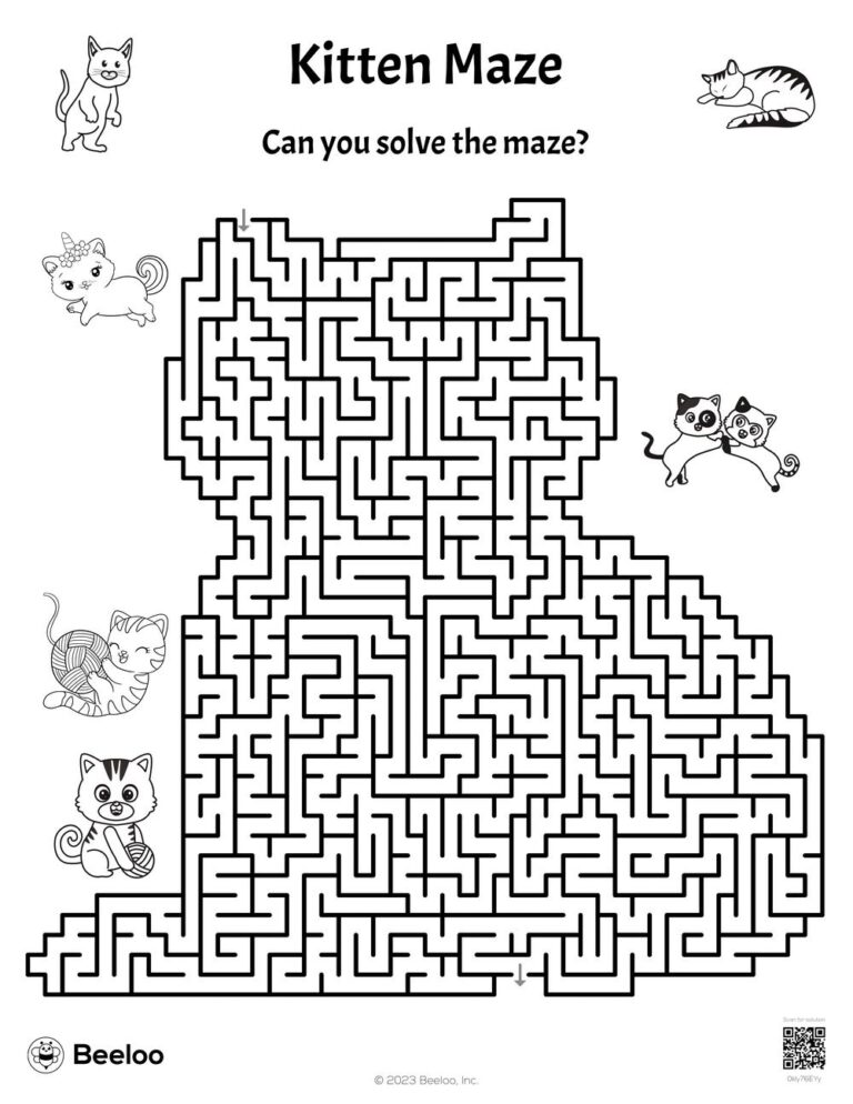Cat themed Mazes Beeloo Printable Crafts And Activities For Kids