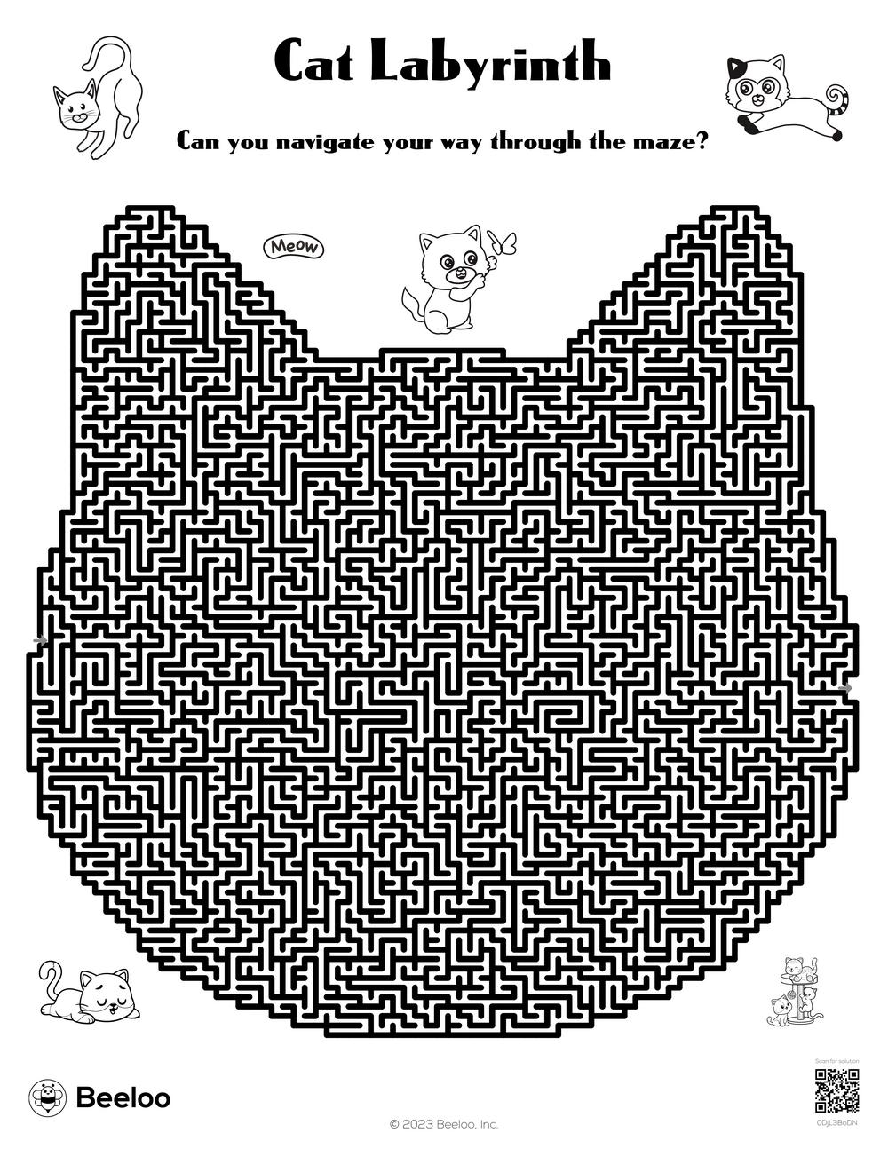 Cat themed Mazes Beeloo Printable Crafts And Activities For Kids
