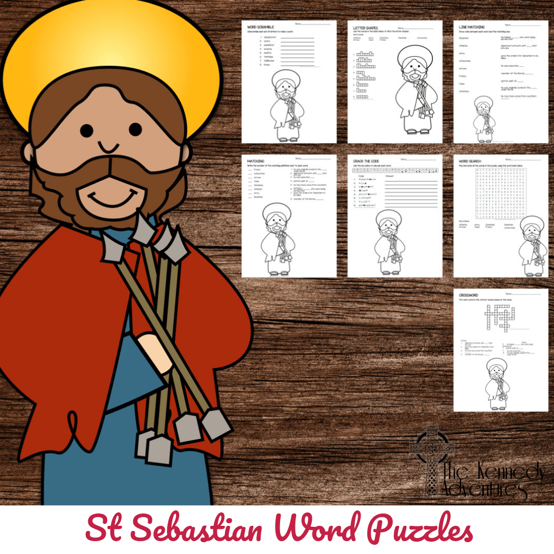 Catholic Saint Word Puzzles No Prep Activity St Sebastian