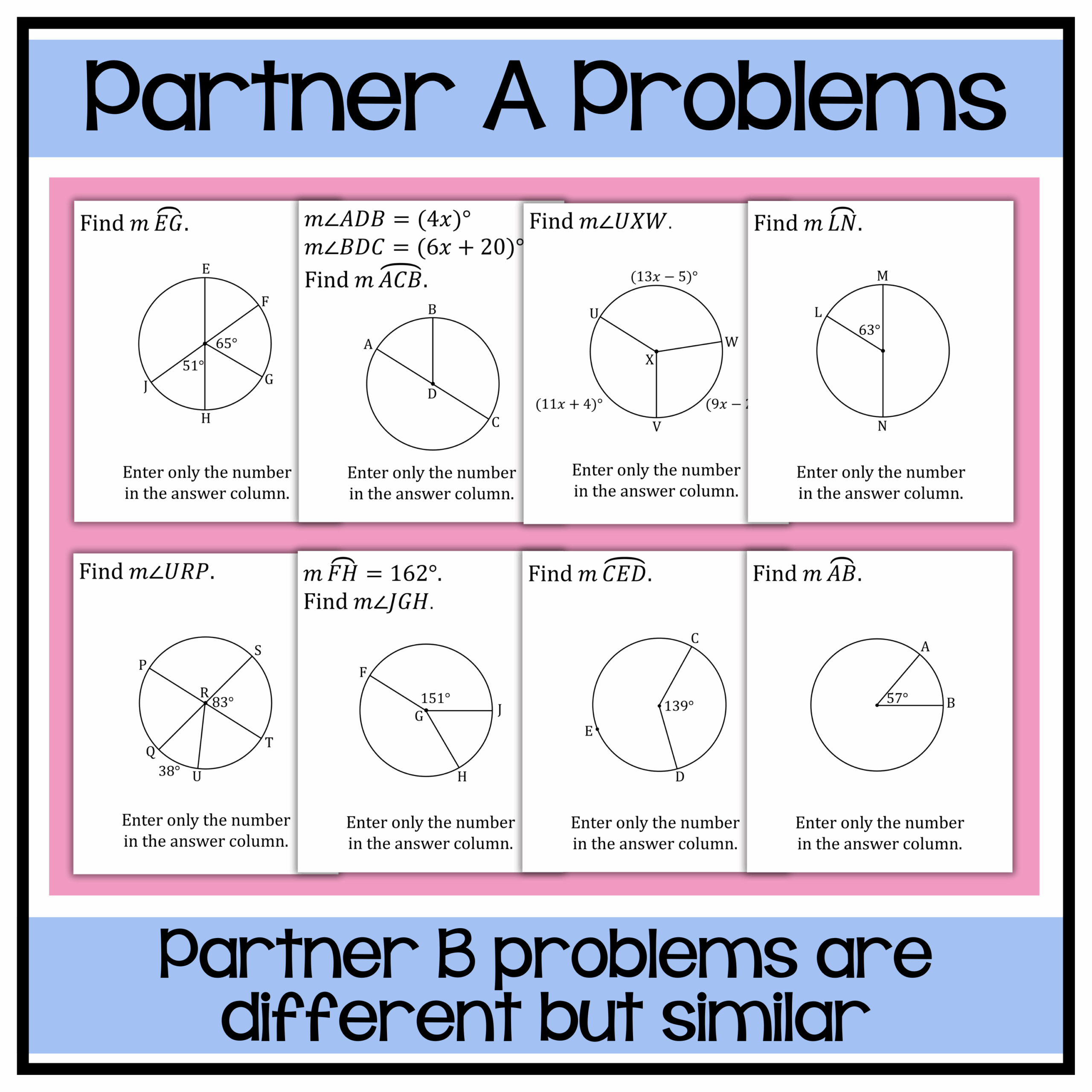 Central Angles U0026 Arcs In Circles Digital Partner Activity For Valentine s Day Made By Teachers