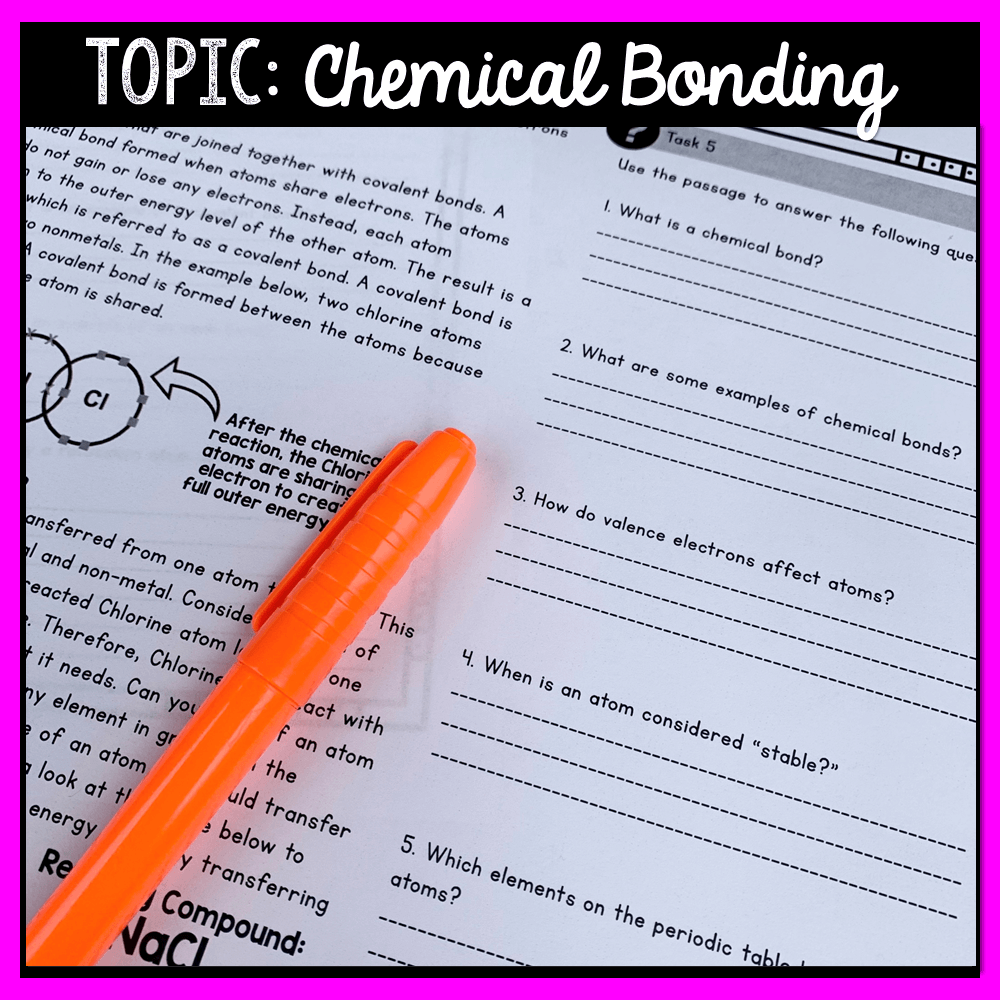 Chemical Bonding And Reactions Close Reading Assignment The 