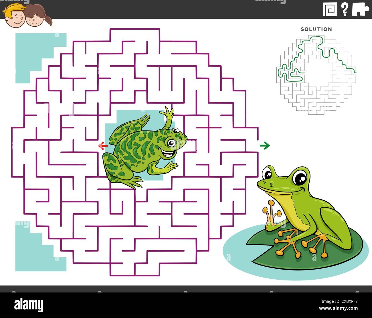 Children With Frogs Stock Vector Images Alamy