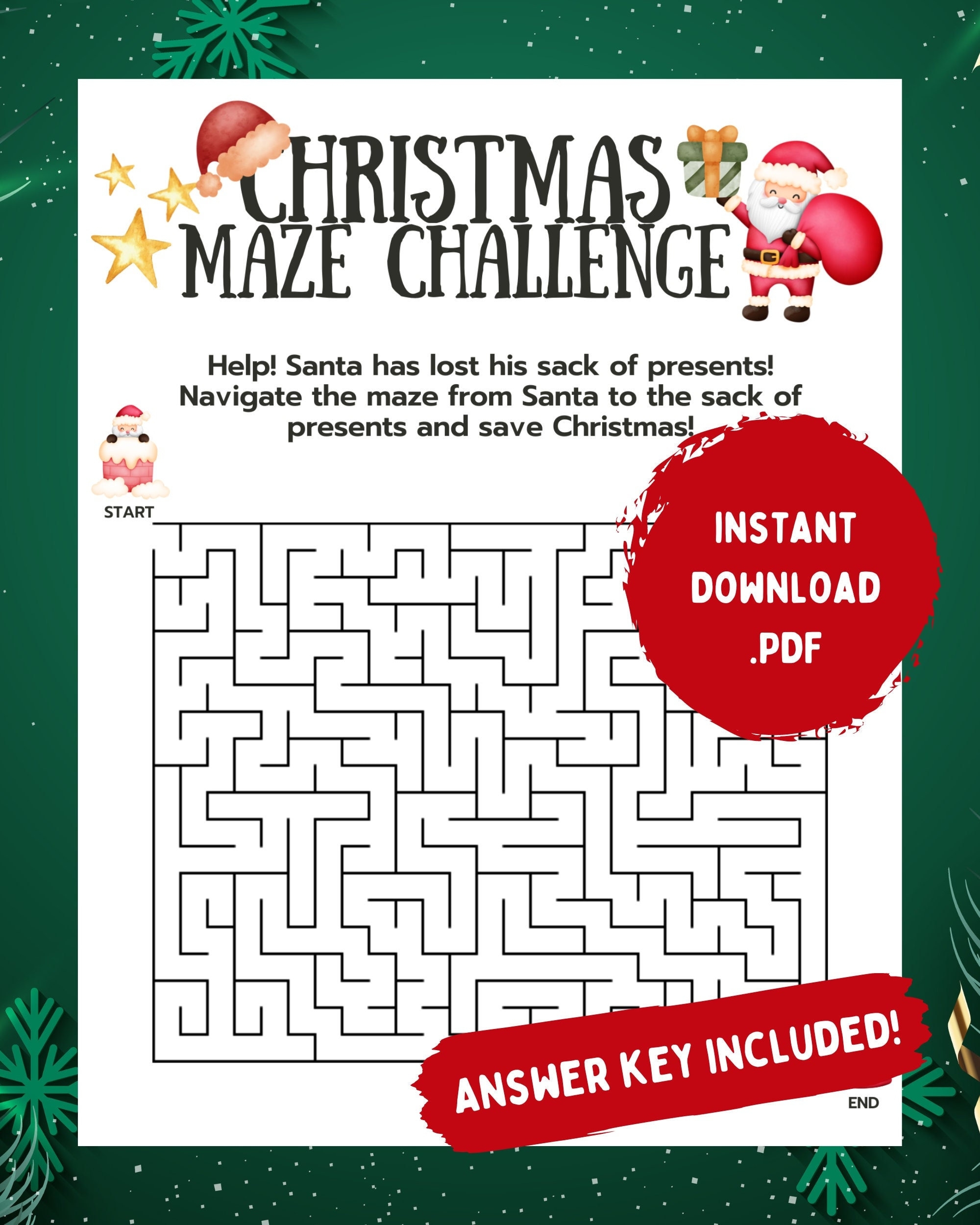 Christmas Maze Maze With Answer Key Printable Christmas Maze Christmas Activities Printable Games Xmas Party Games Printable Maze Etsy