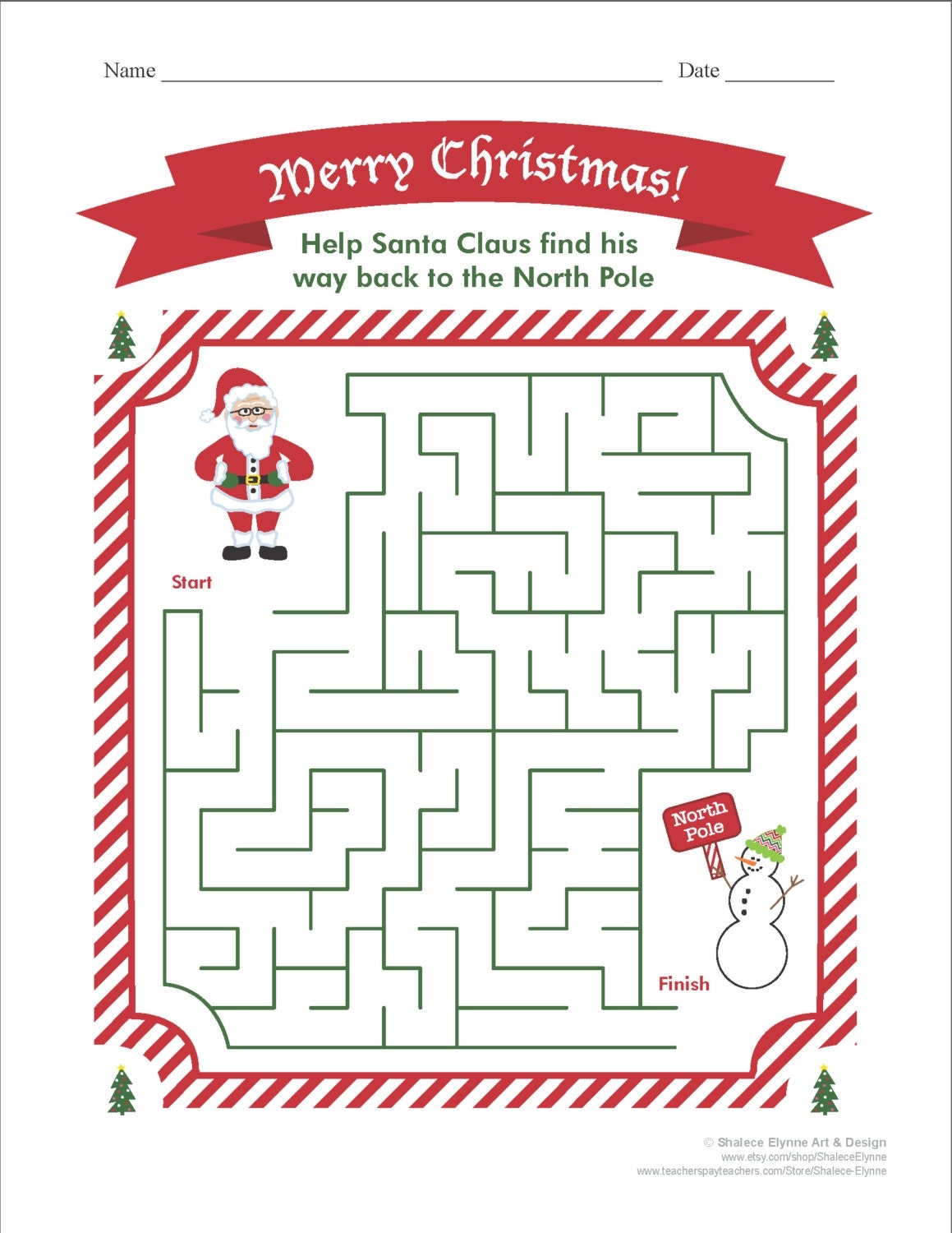 Christmas MAZE Printable Game Instant Download Etsy