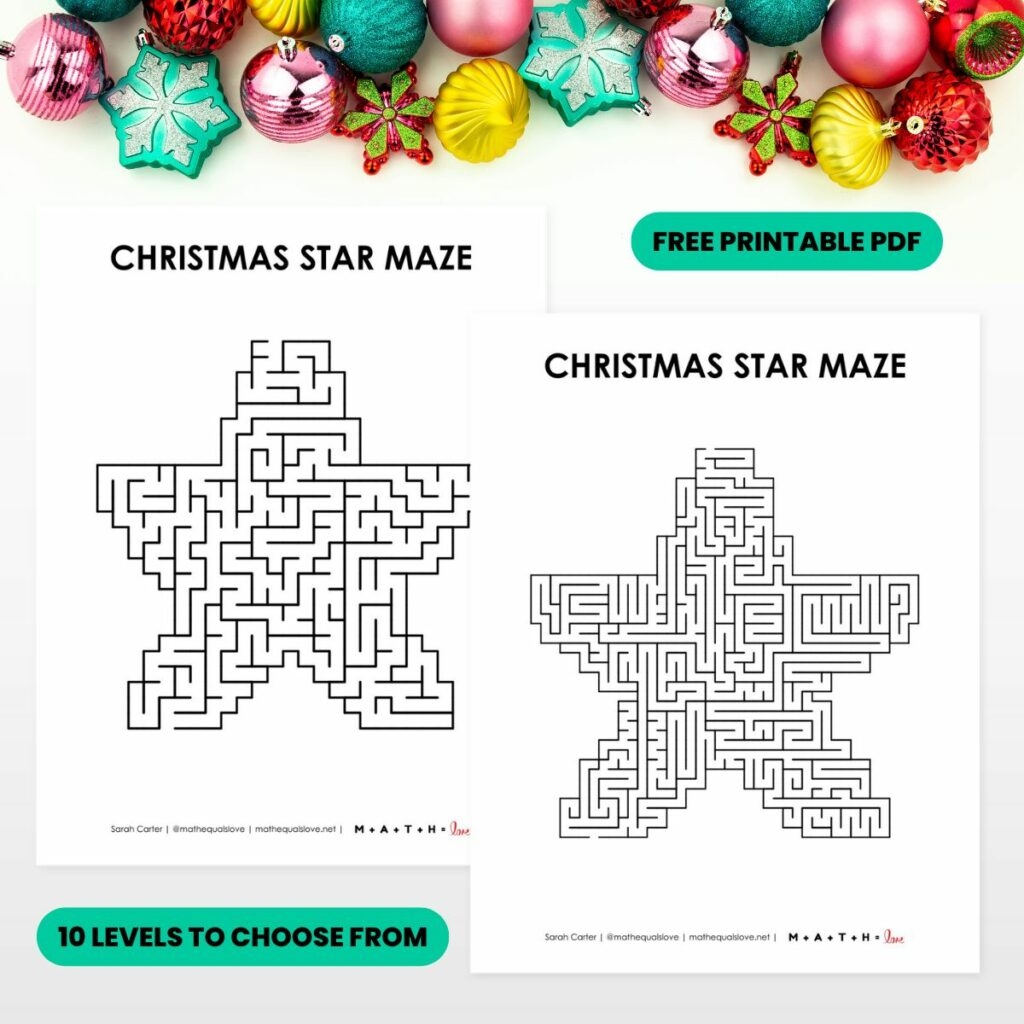Christmas Star Maze FREE PRINTABLE PDF 