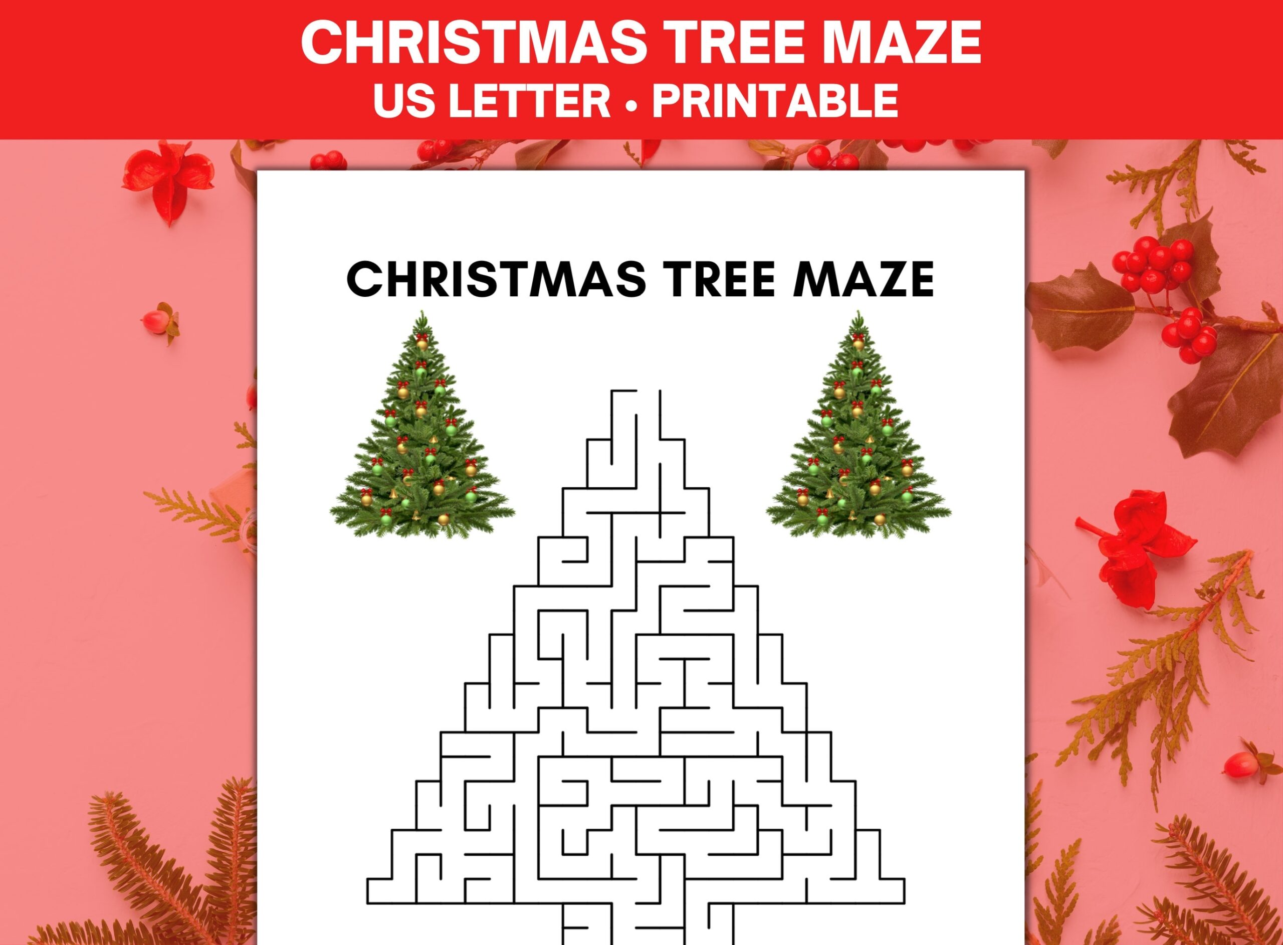 Christmas Tree Maze Maze Printables Printable Christmas Games Fun Christmas Games Xmas Games Etsy Australia