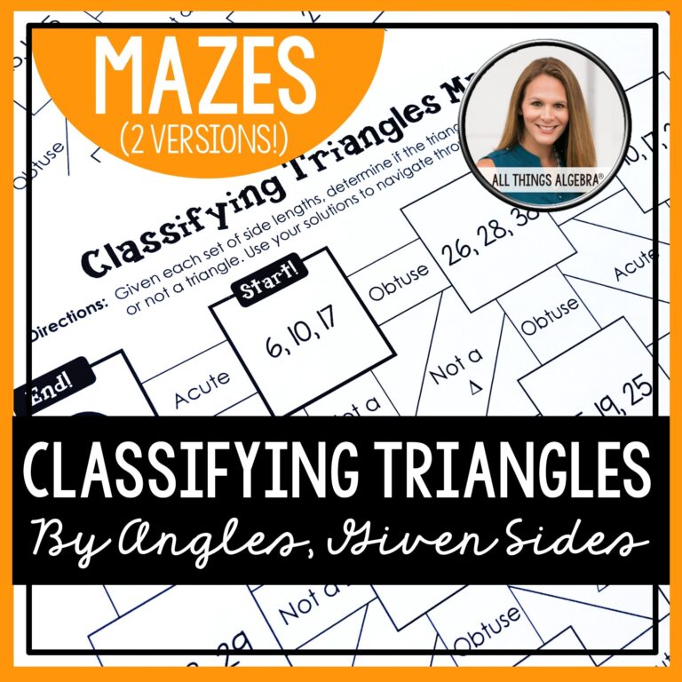 Classifying Triangles By Angles Given Sides Mazes