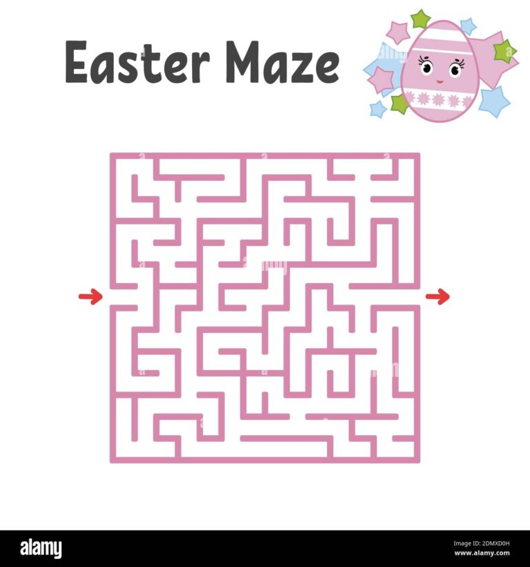 Color Square Labyrinth Kids Worksheets Activity Page Game
