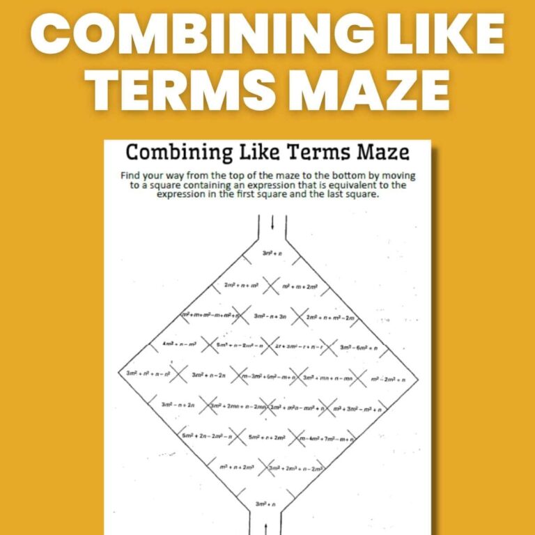 Combining Like Terms Maze Activity Math U003d Love
