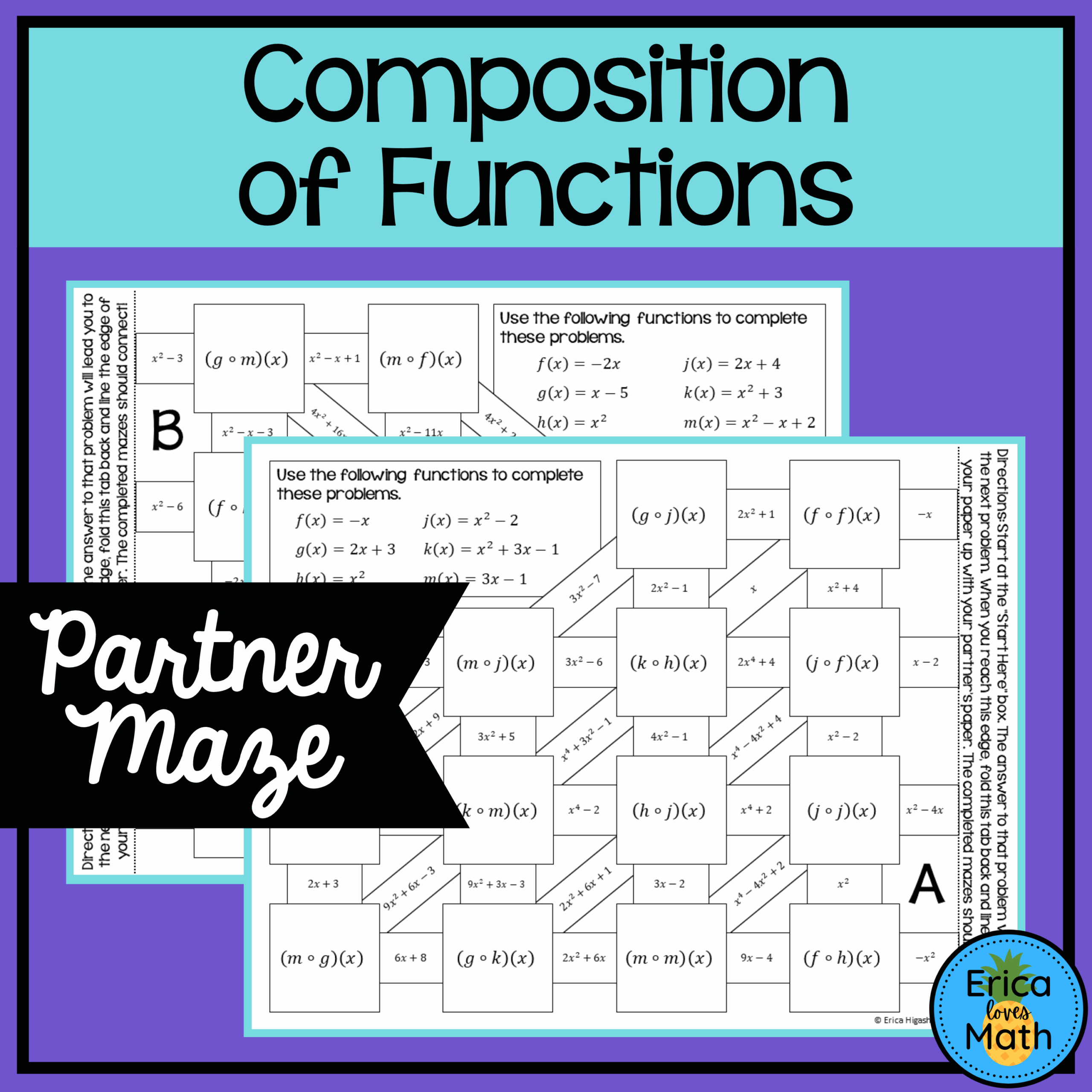 Composition Of Functions Partner Maze Activity Worksheets Made By Teachers