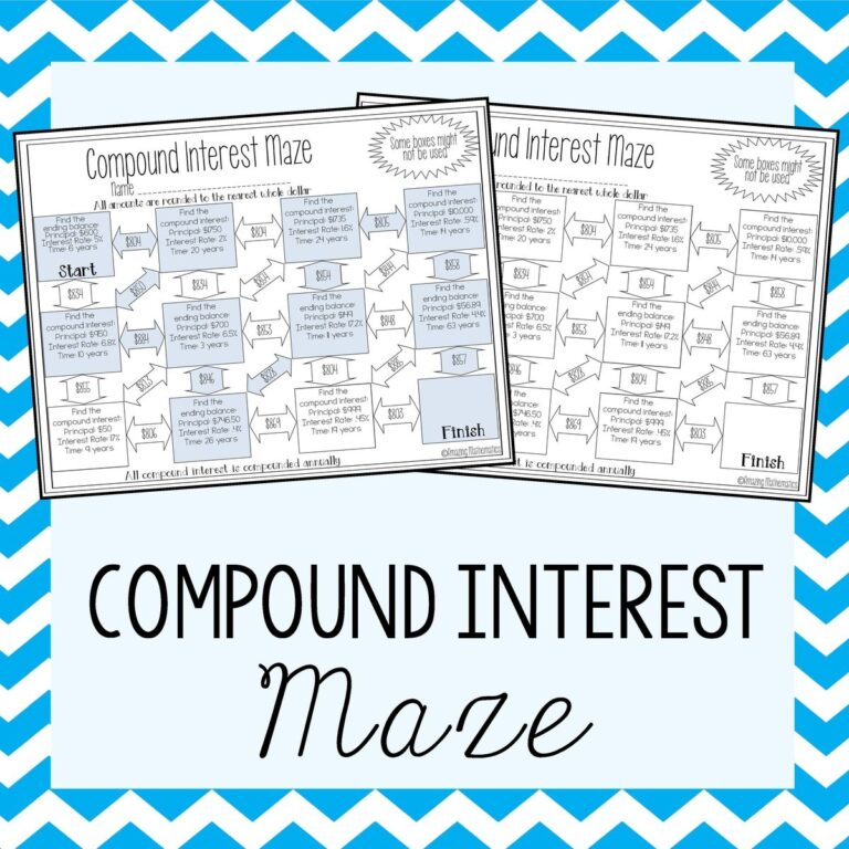 Compound Interest Worksheet Calculator Required Version Maze