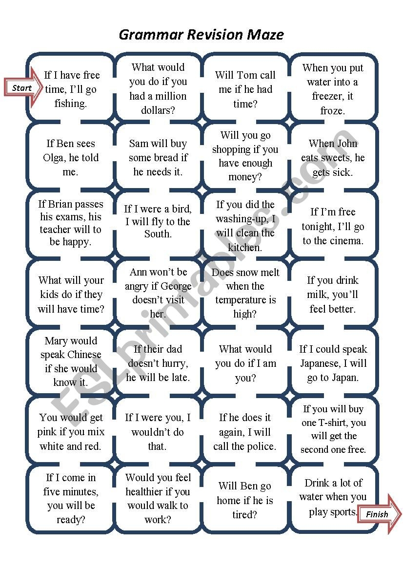 Conditionals 0 1 2 Grammar Maze ESL Worksheet By Maria 