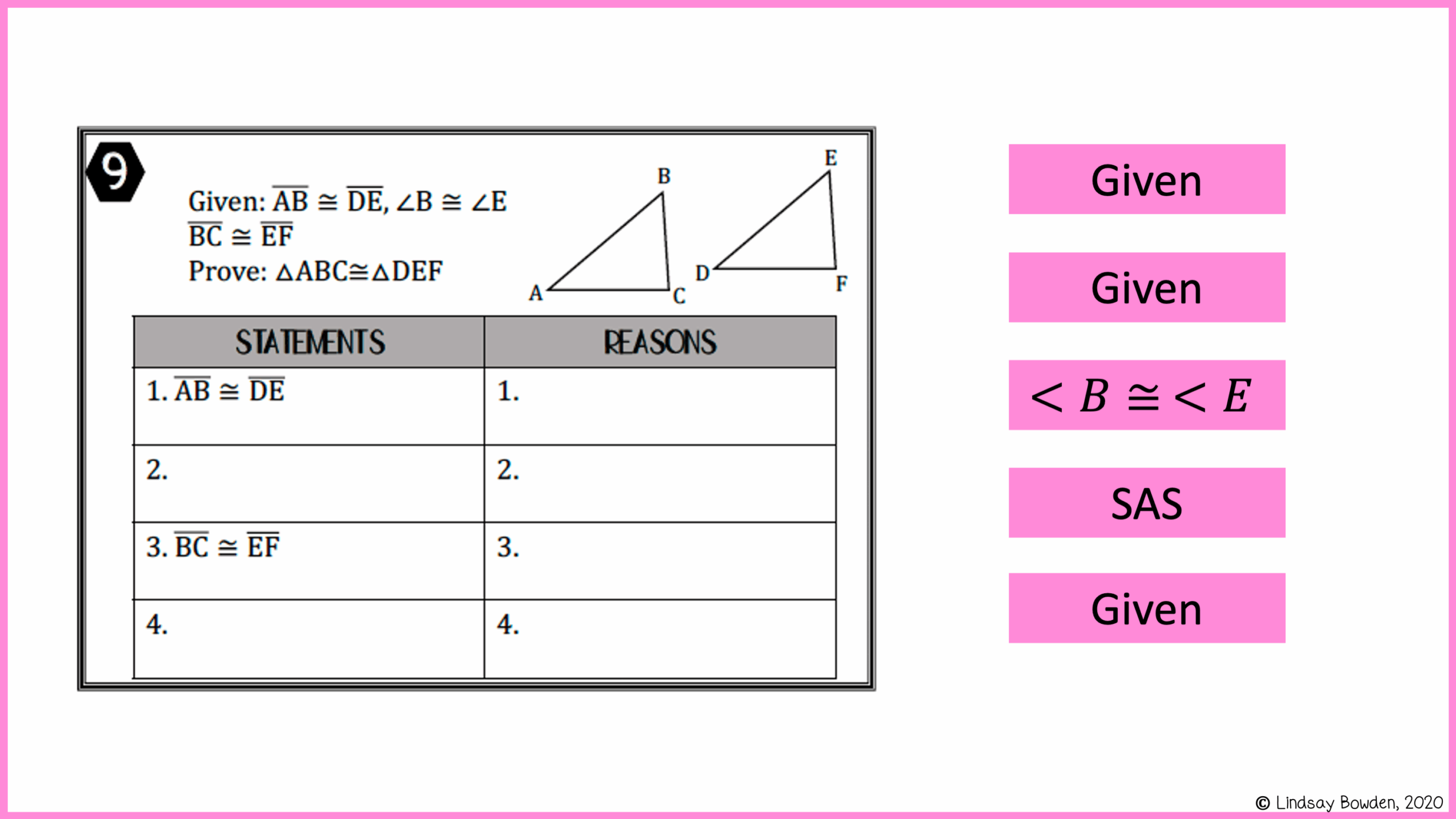 Congruent Triangles Proofs Digital Activity Lindsay Bowden