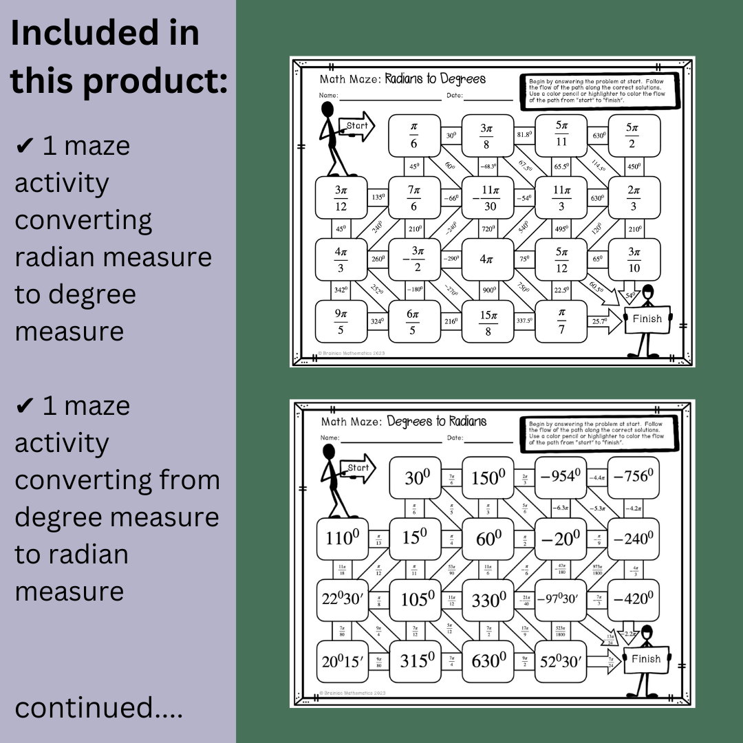 Converting Between Radian Degree And DMS Maze Activity Classful Worksheets Library