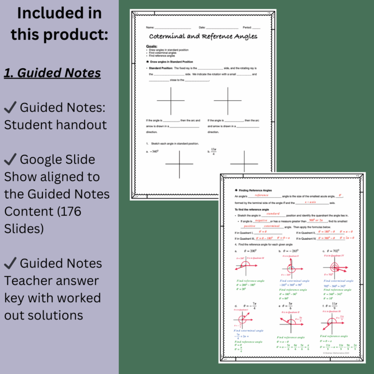 Coterminal And Reference Angle Section Resources Made By Teachers
