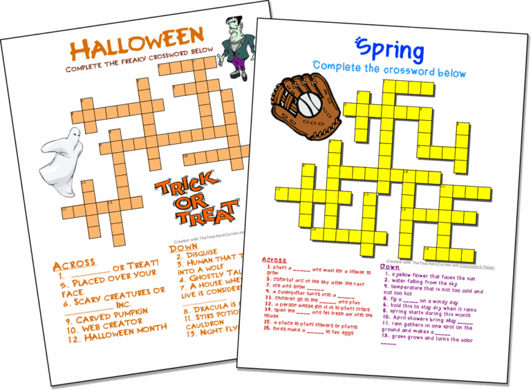 Crossword Puzzle Maker World Famous From The Teacher s Corner