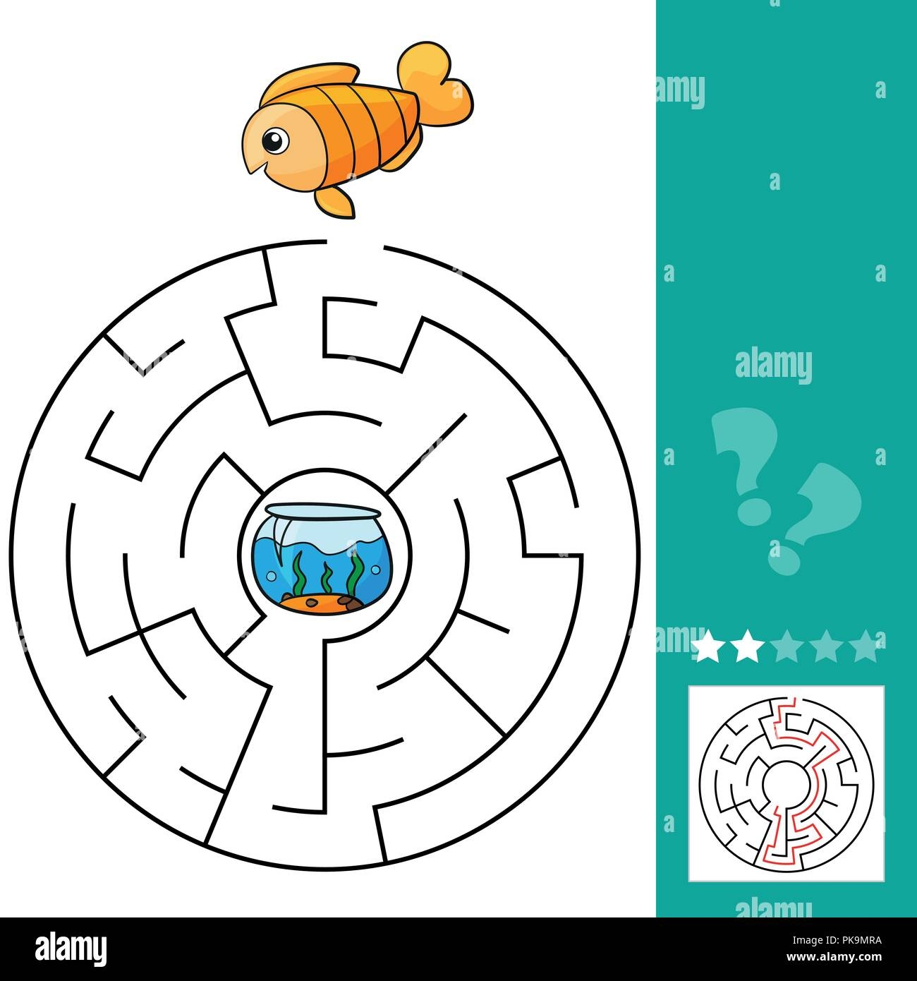 Cute Fish Educational Maze Game Vector Illustration Of Labyrinth 