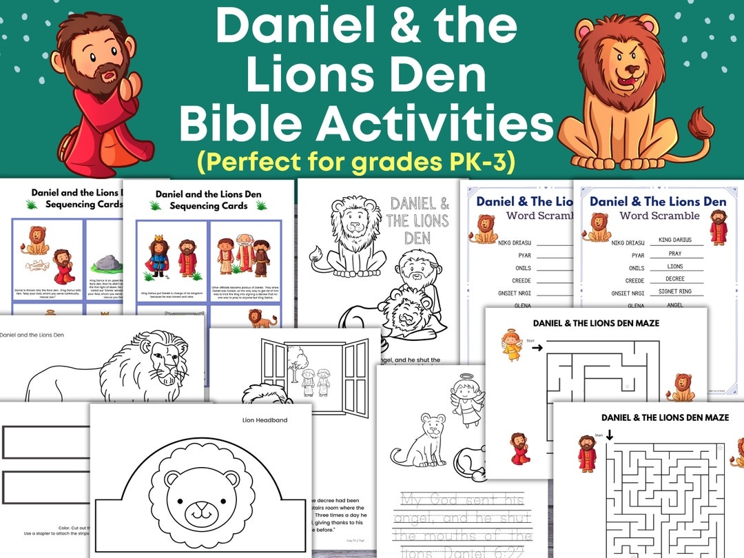 Daniel And The Lions Den Bible Story Daniel And The Lions Den Activities And Games Craft Kids Bible Class Sunday School Lesson Plans Etsy