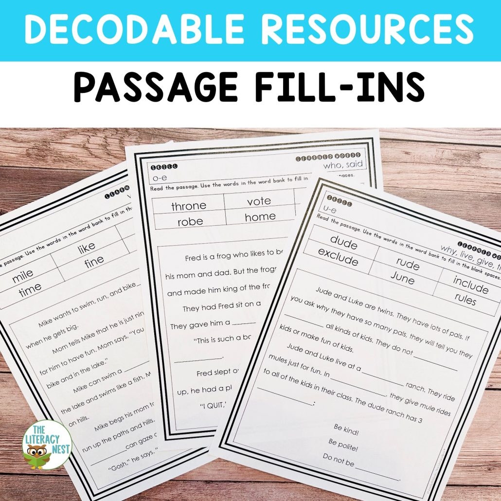 Decodable Cloze Reading Passages For Reading Comprehension The Literacy Nest