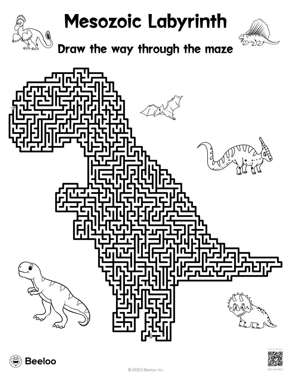 Dinosaur themed Mazes Beeloo Printable Crafts And Activities For Kids