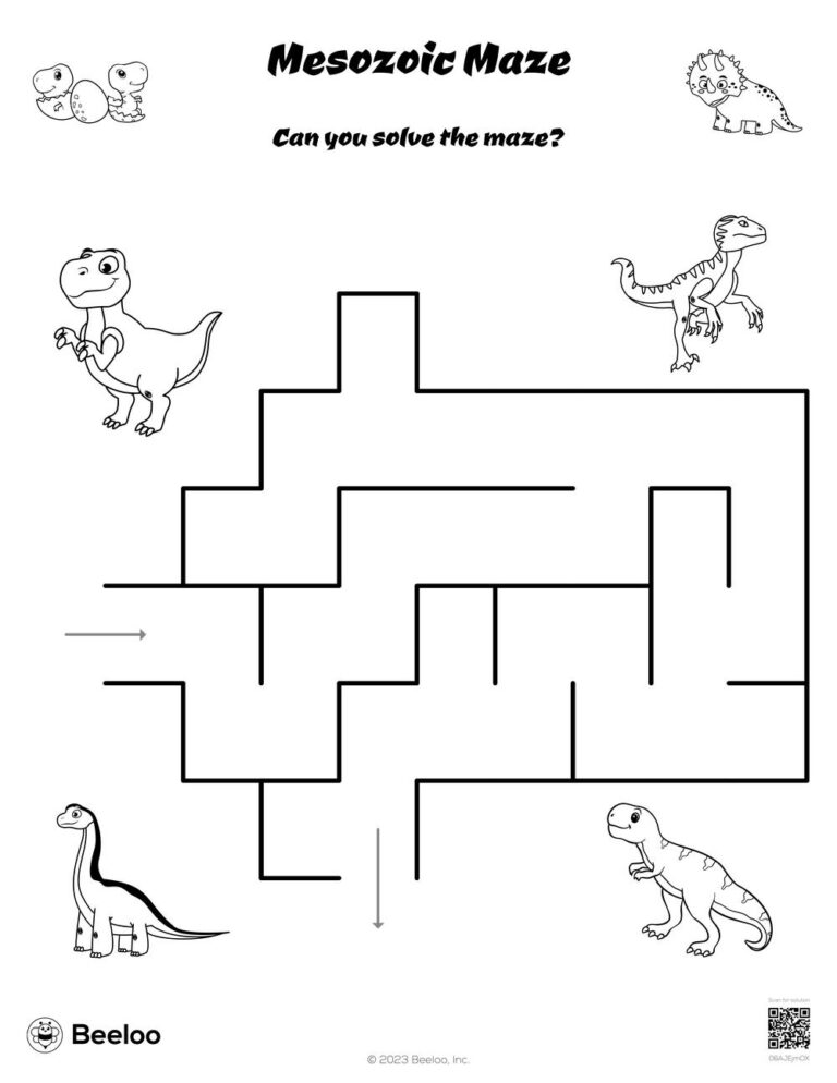 Dinosaur themed Mazes Beeloo Printable Crafts And Activities For Kids