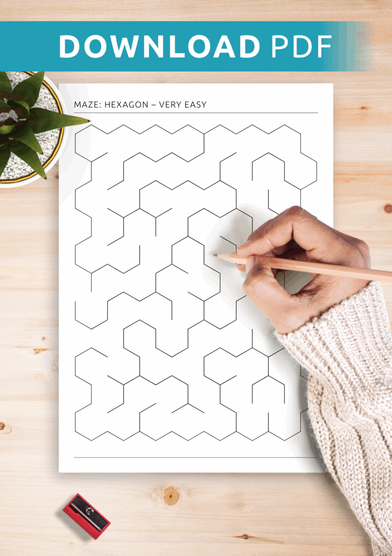 Download Printable Very Easy Hexagon Maze PDF