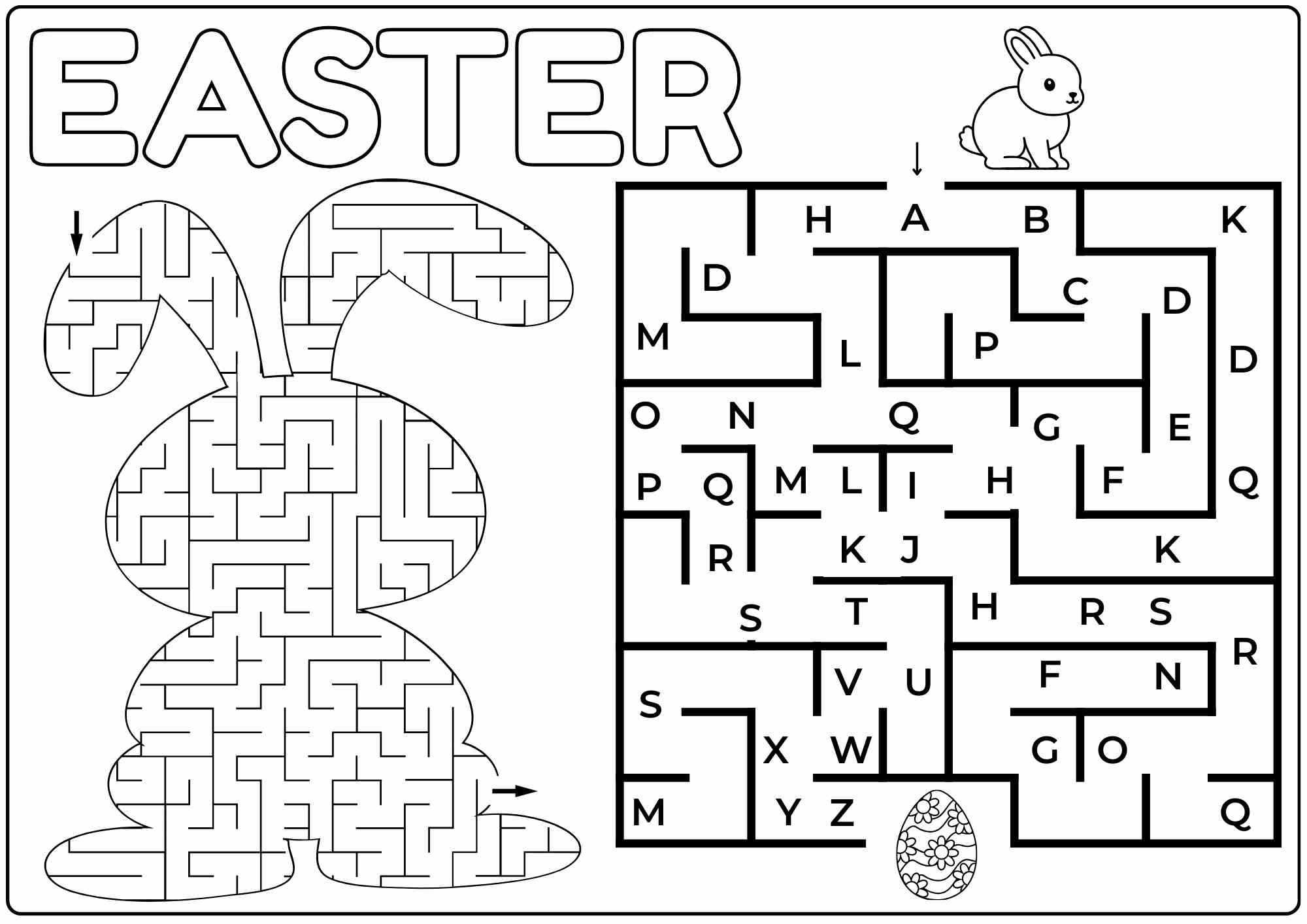 Easter Bunny Maze Follow The ABCs U0026 Find The Basket Free PDF Ezpzlearn