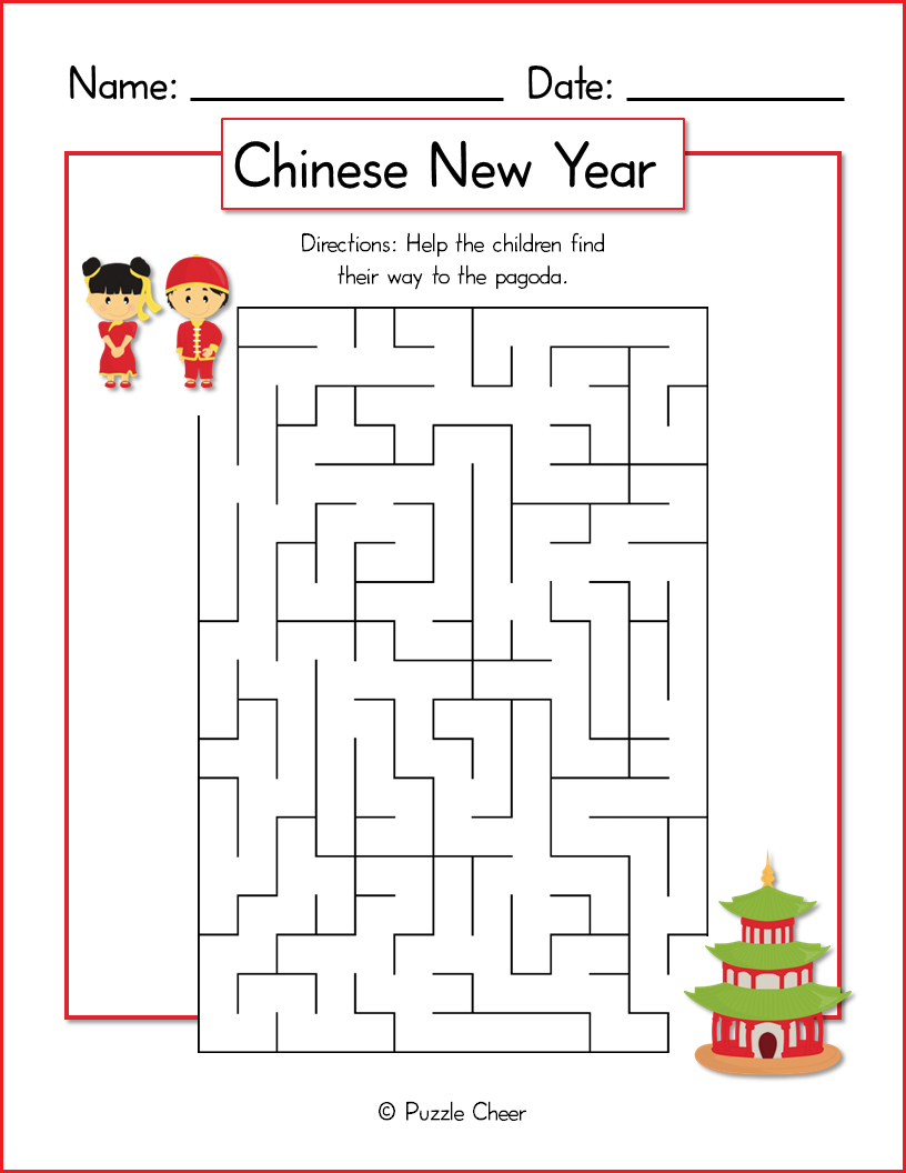 Easy Chinese New Year Maze For Kids Puzzle Cheer