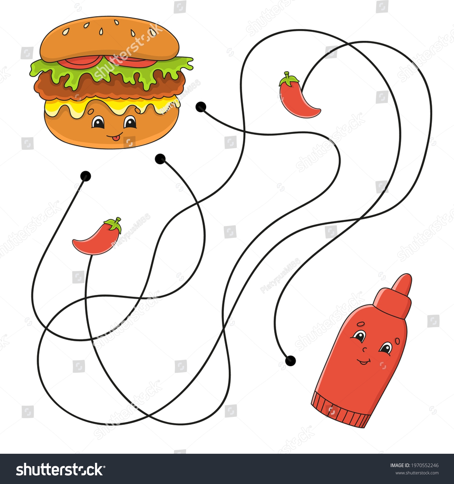 Easy Food Maze Labyrinth Kids Activity Stock Vector Royalty Free 