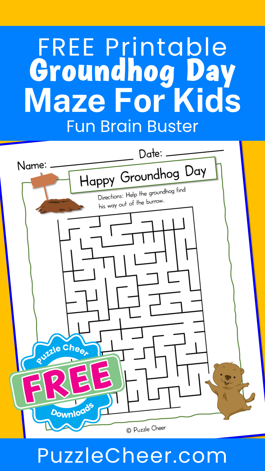 Easy Groundhog Day Maze Worksheets