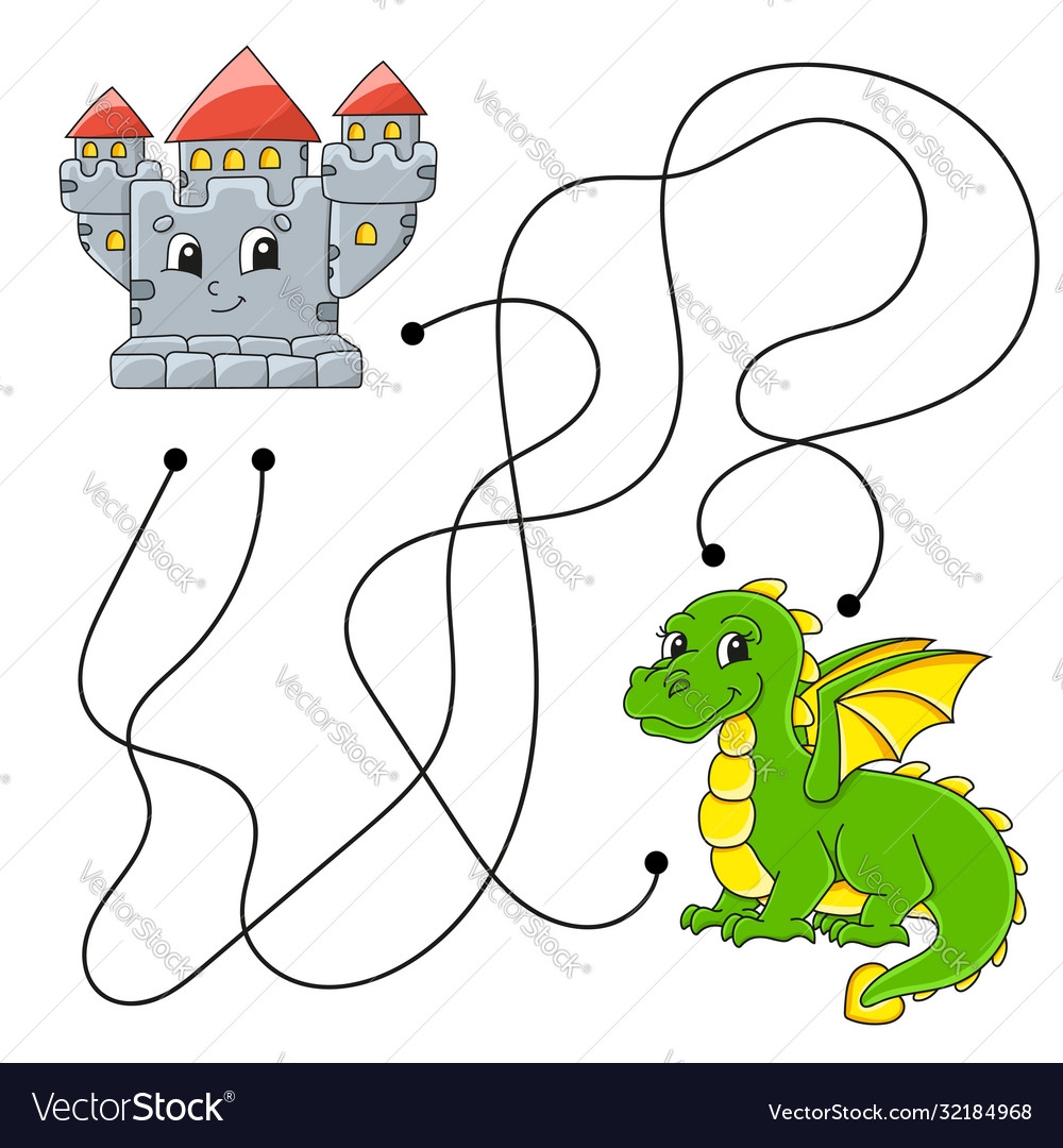 Easy Maze Labyrinth For Kids Activity Worksheet Vector Image