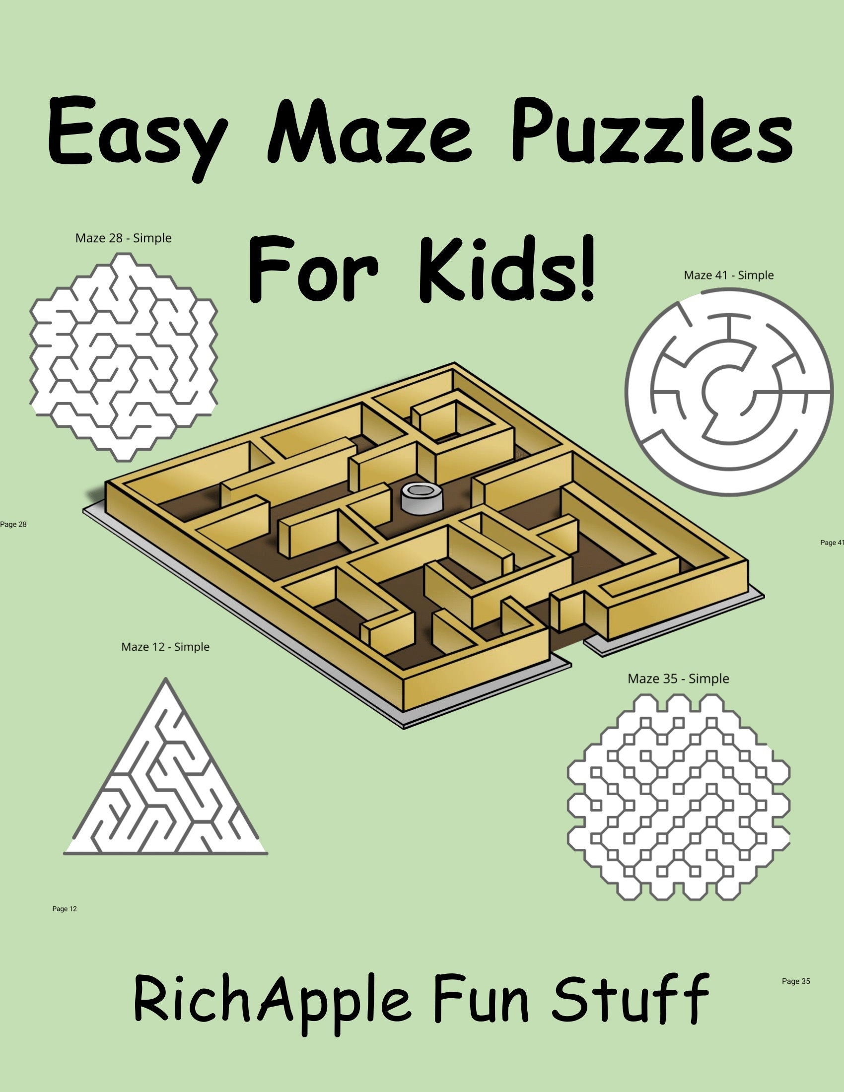Easy Maze Puzzles For Kids Etsy