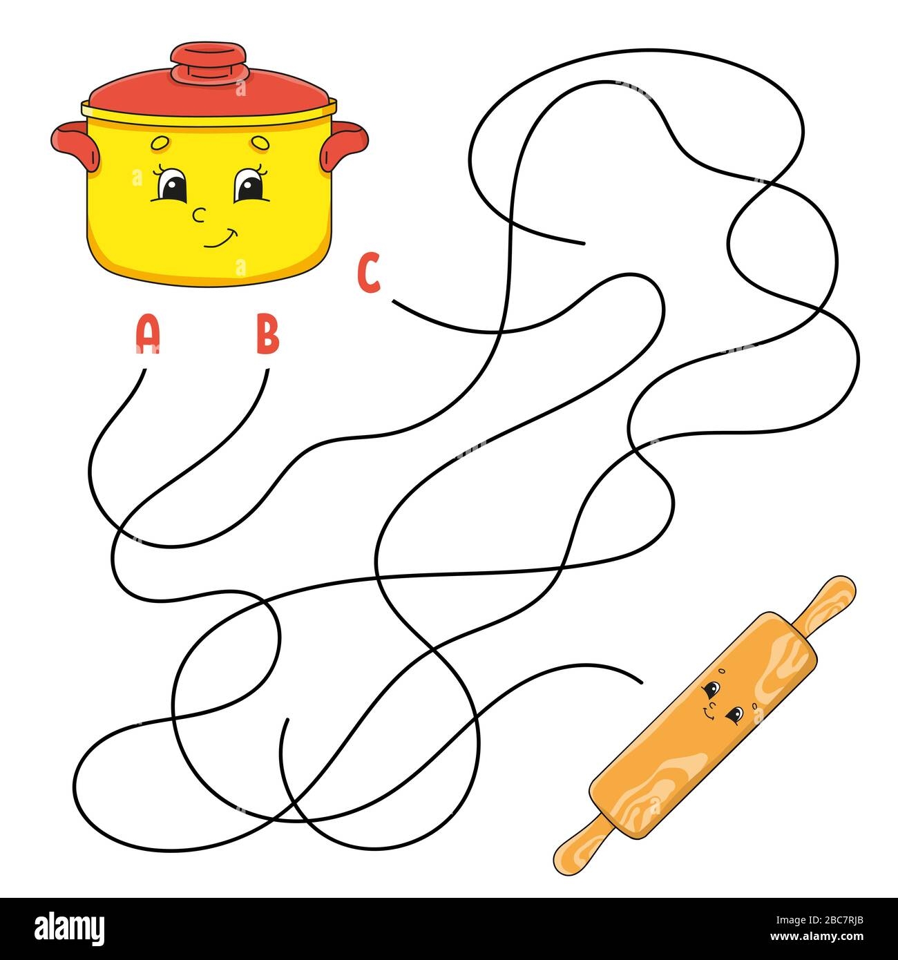 Easy Maze Stewpan And Rolling Pin Labyrinth For Kids Activity 