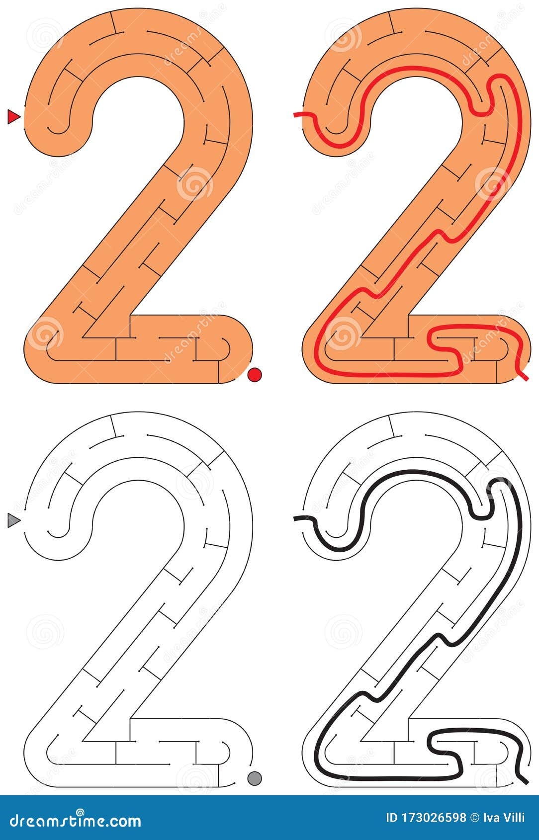 Easy Number Maze Number 2 Stock Vector Illustration Of Motor Maze 173026598