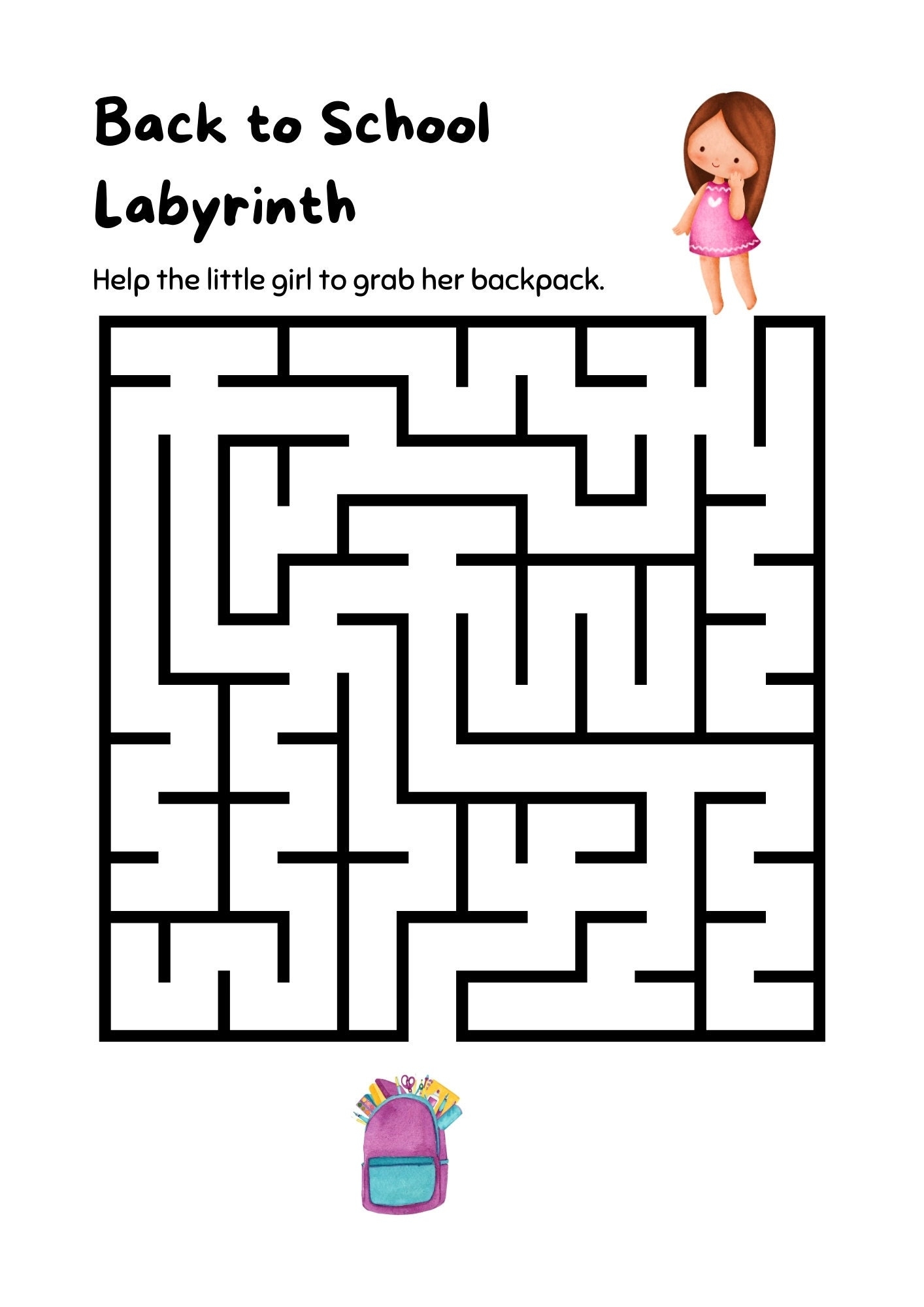 Educational Maze Game Worksheet In Orange And Green Simple Style 