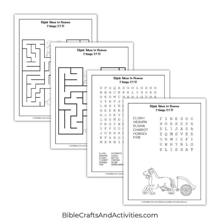Elijah Taken To Heaven Activity Pages