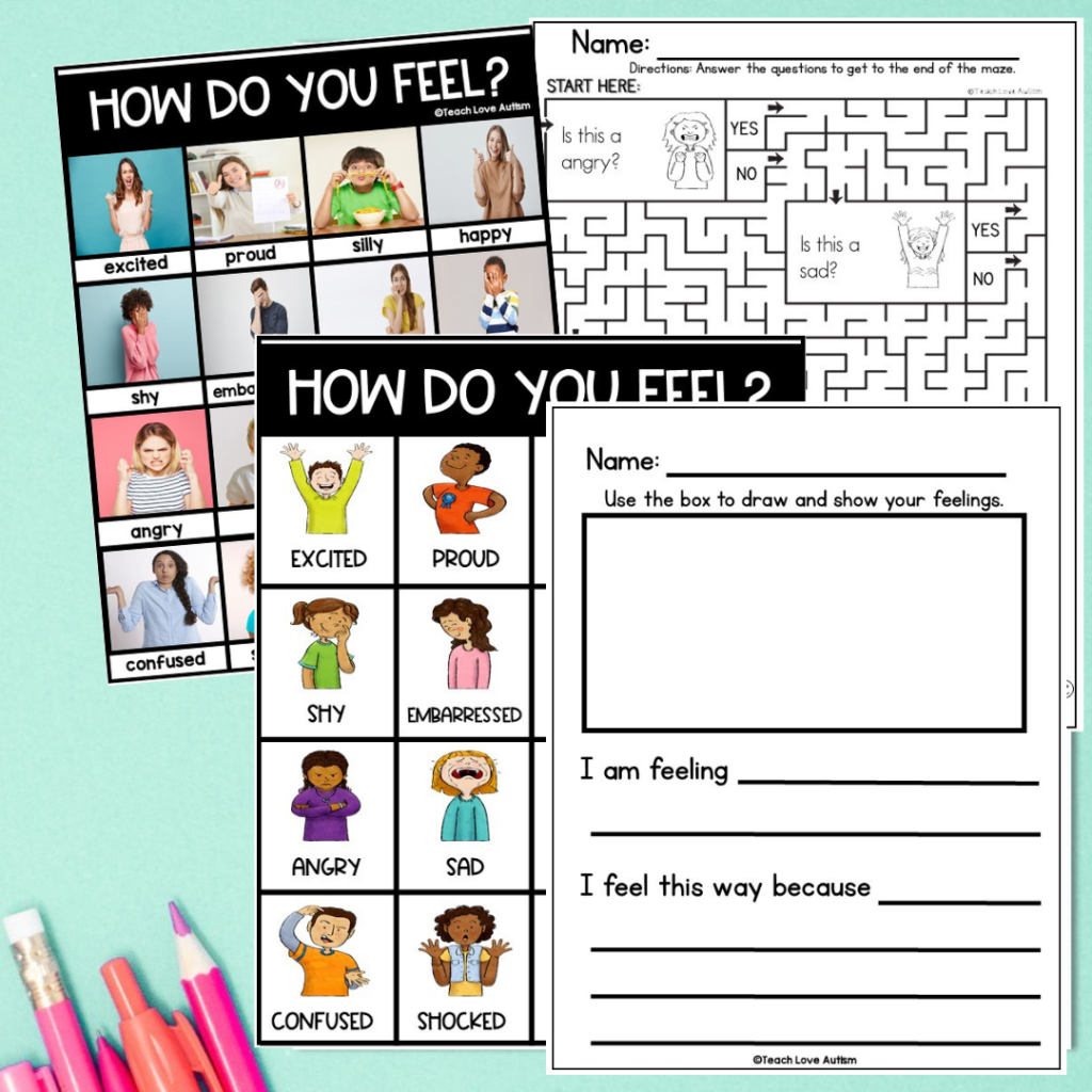 Emotion Posters And Maze Worksheets Teach Love Autism